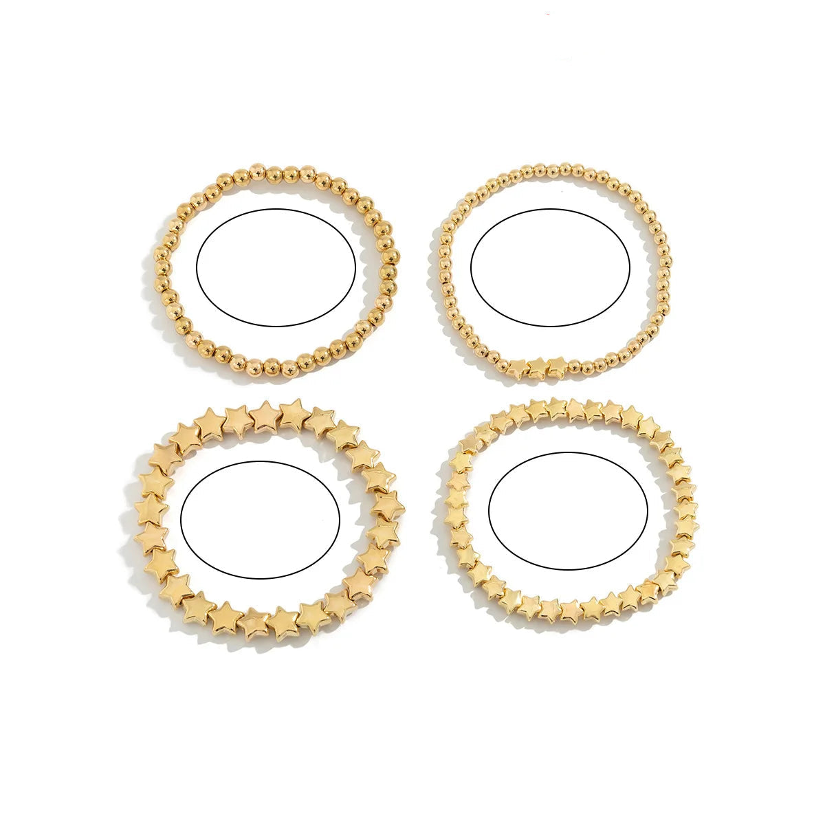 Lote de 4 Pulseras Estrellas oro