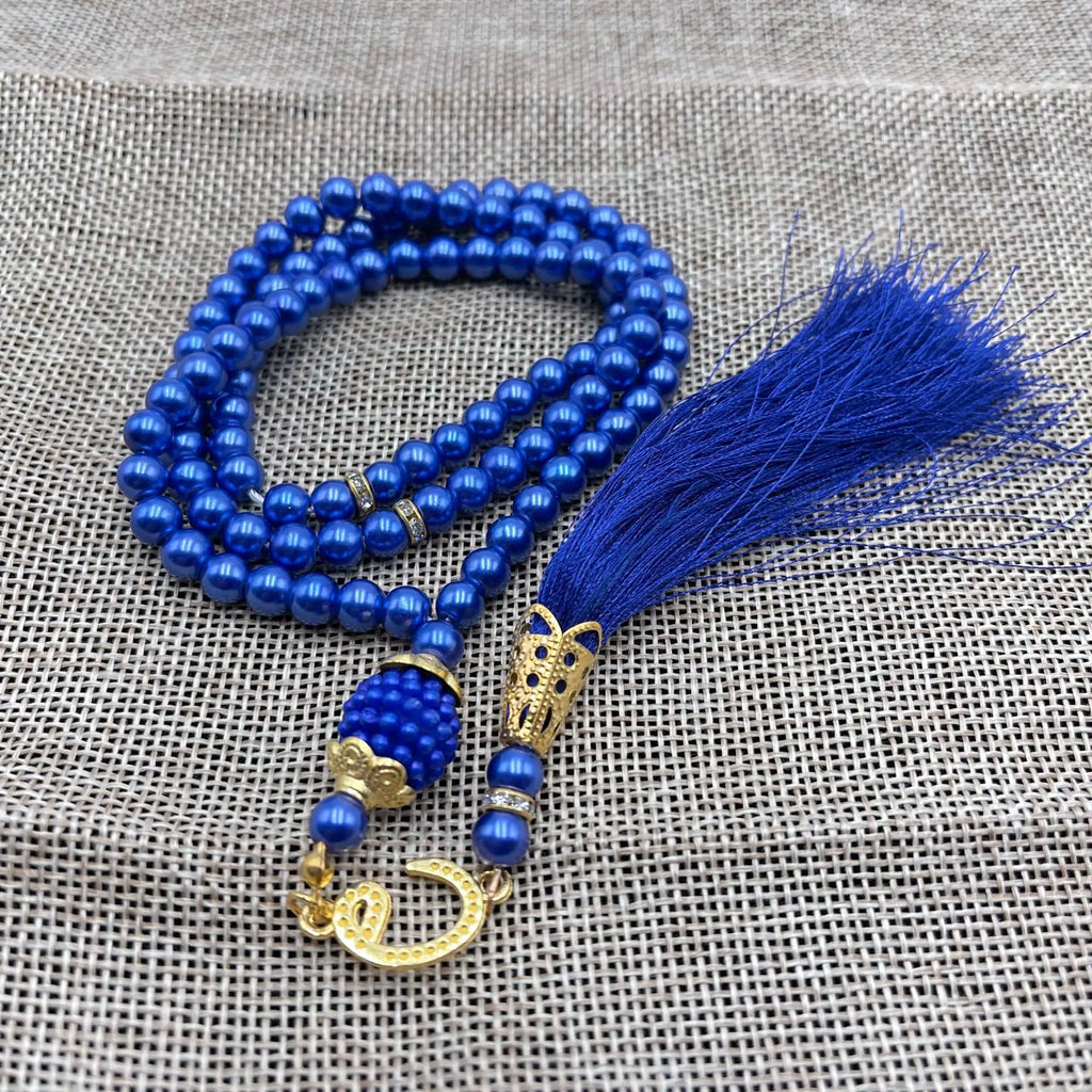 Misbaha 99 Perlas - Rosario de Oración Islámico con Borla azul