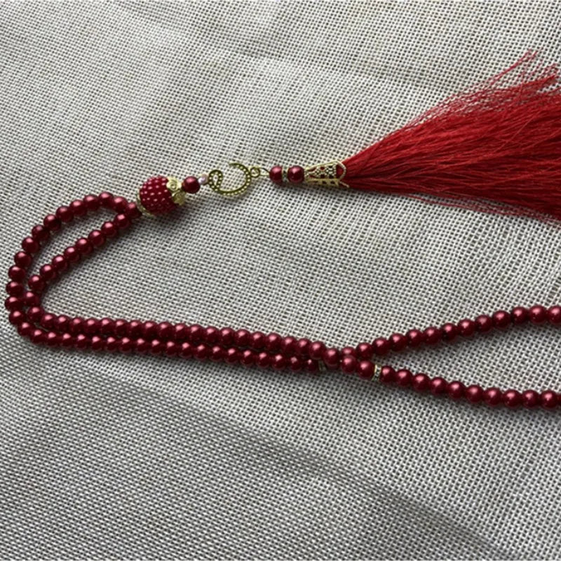 Misbaha 99 Perlas - Rosario de Oración Islámico con Borla rojo