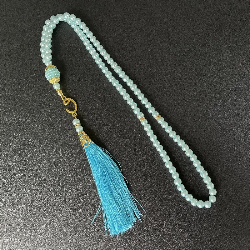 Misbaha 99 Perlas - Rosario de Oración Islámico con Borla  turquesa