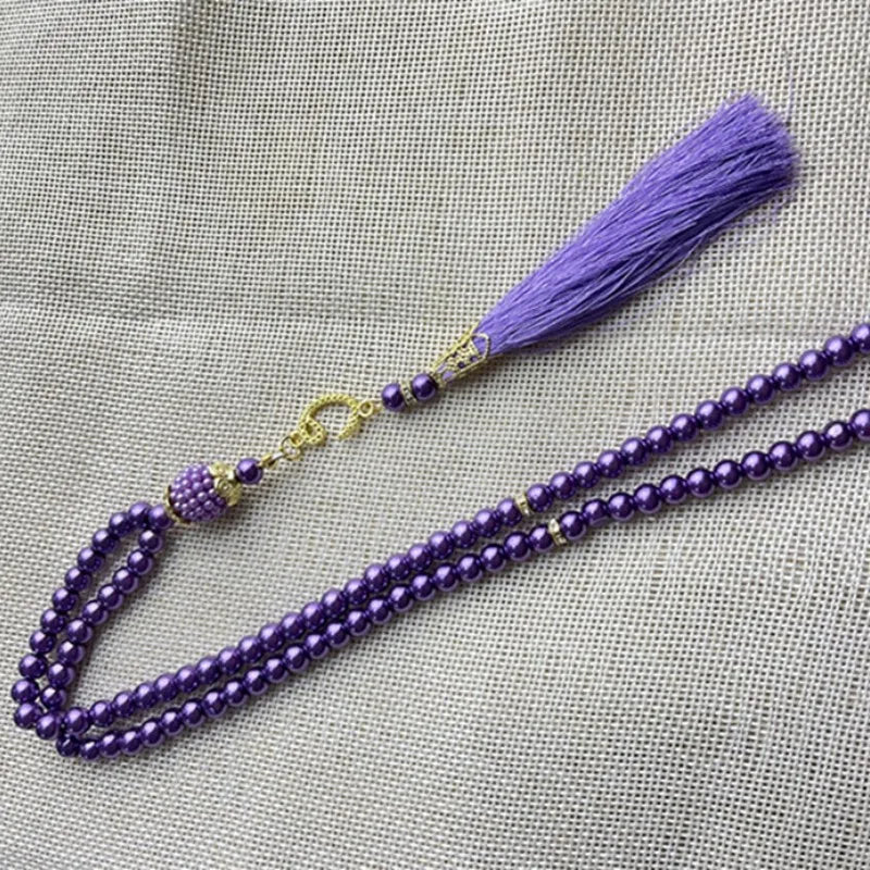 Misbaha 99 Perlas - Rosario de Oración Islámico con Borla violeta