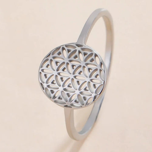 Pequeño Anillo Flor de la Vida Mujer plata