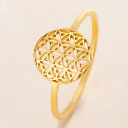 Pequeño Anillo Flor de la Vida Mujer oro