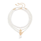 Juego de 3 Collares de Perlas Blancas 