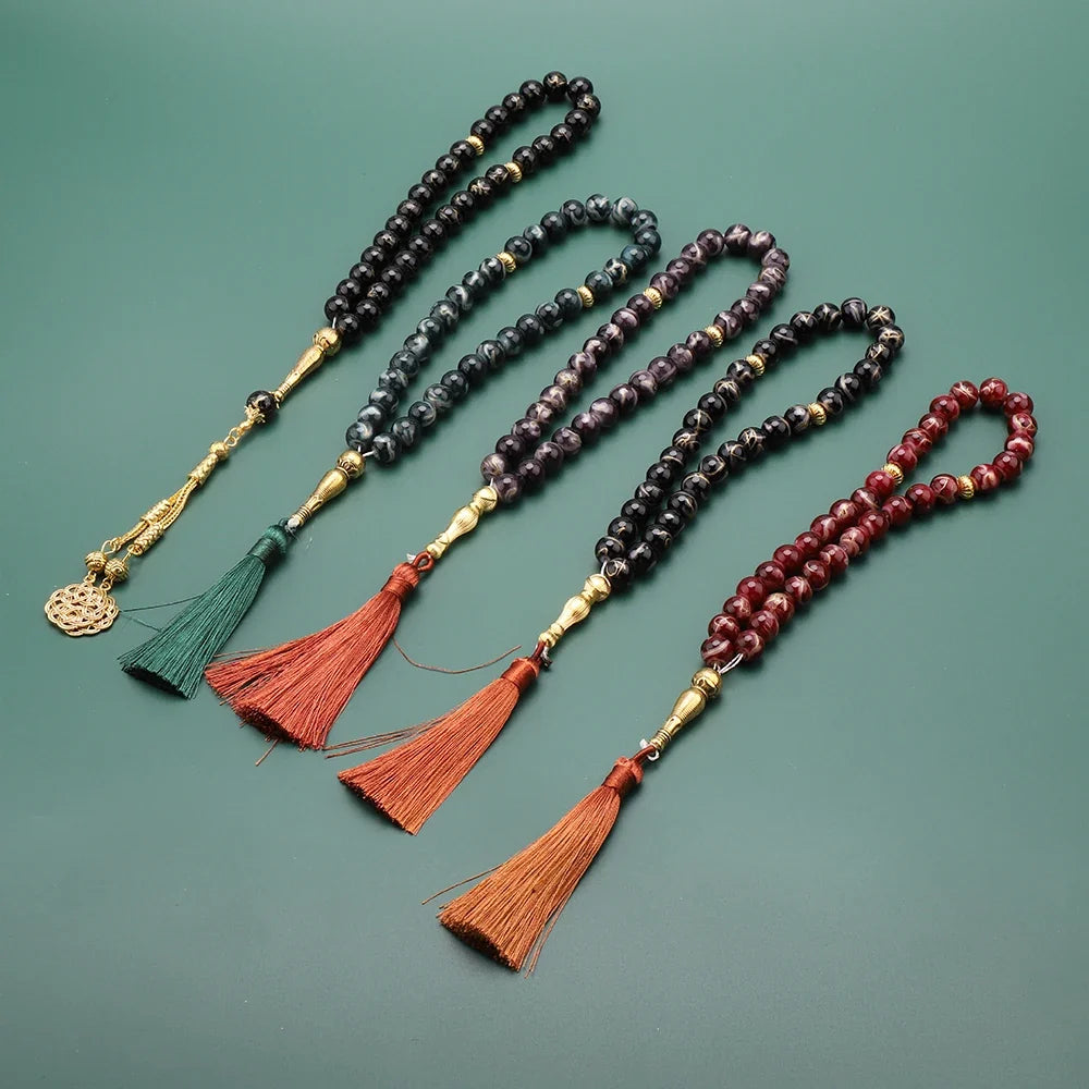 Tasbih Largo 33 Perlas negro - rosario de oración musulmán