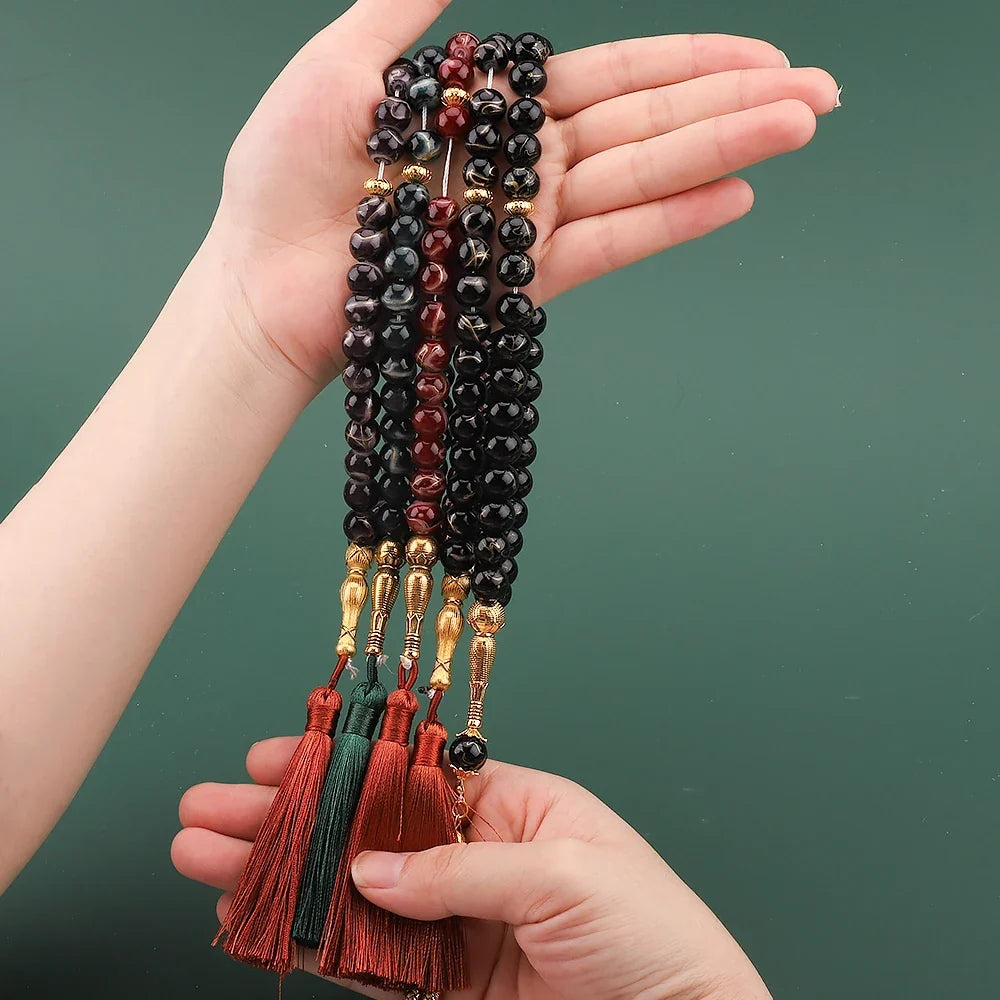 Tasbih Largo 33 Perlas negro - rosario de oración musulmán