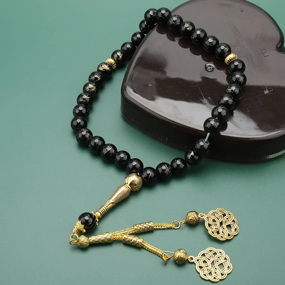 Tasbih Largo 33 Perlas negras - rosario de oración musulmán