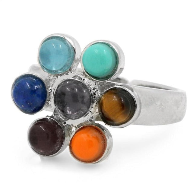 Anillo 7 Chakras color Plata