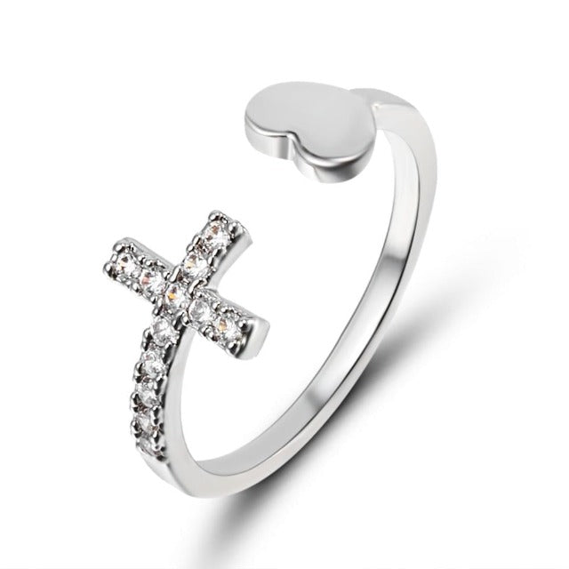 Anillo con Cruz para Mujer Oro y Plata Plata