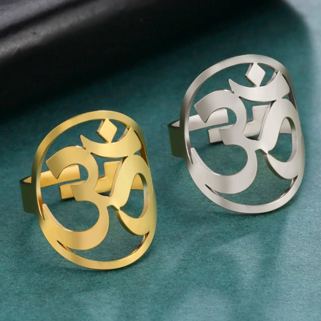 Anillo Budista Om Tibetano Sello Anillo Hombre Mujer