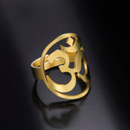 Anillo Budista Om Tibetano Sello Anillo Hombre Mujer Oro