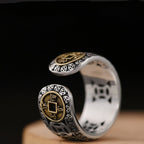 Anillo Budista Tibetano Hombre Mujer Sello Anillo Oro y plata