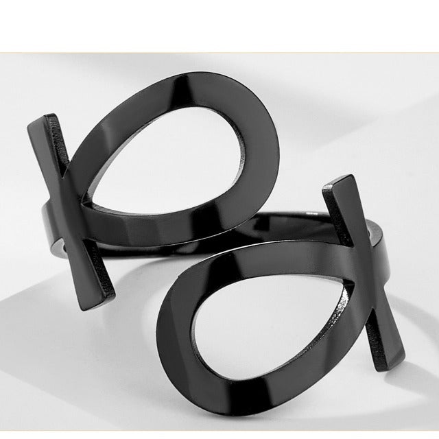 Anillo Cruz de Ankh Egipcia Sello Anillo Egipto Antiguo negro