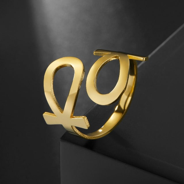 Anillo Cruz de Ankh Egipcia Sello Anillo Egipto Antiguo oro