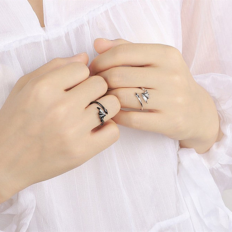 Anillo Dragón Plata Hombre Mujer negro o plata