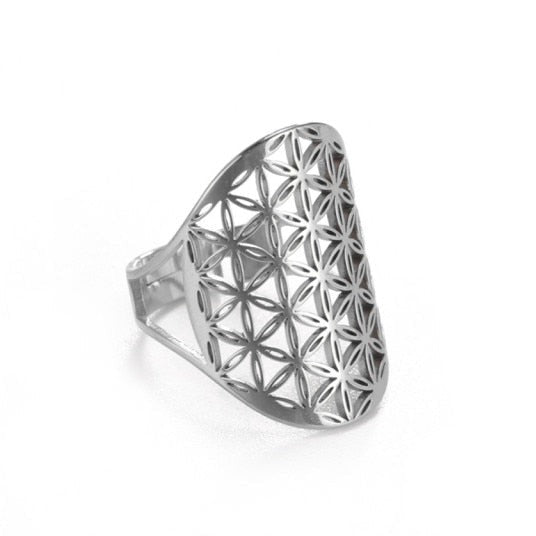 Anillo Flor de la Vida Dawapara Mandala plata