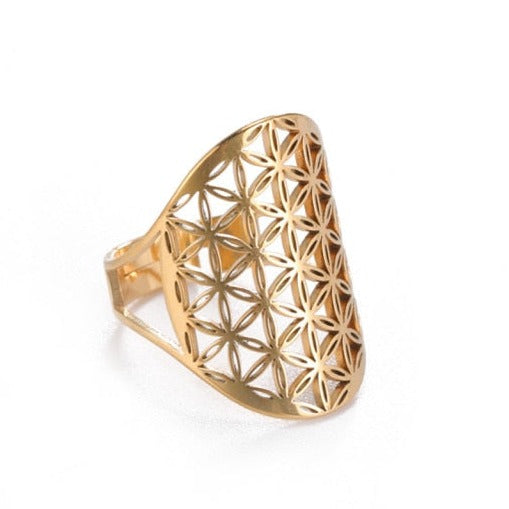 Anillo Flor de la Vida Dawapara Mandala oro