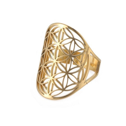 Anillo Flor de la Vida Dawapara Mandala oro