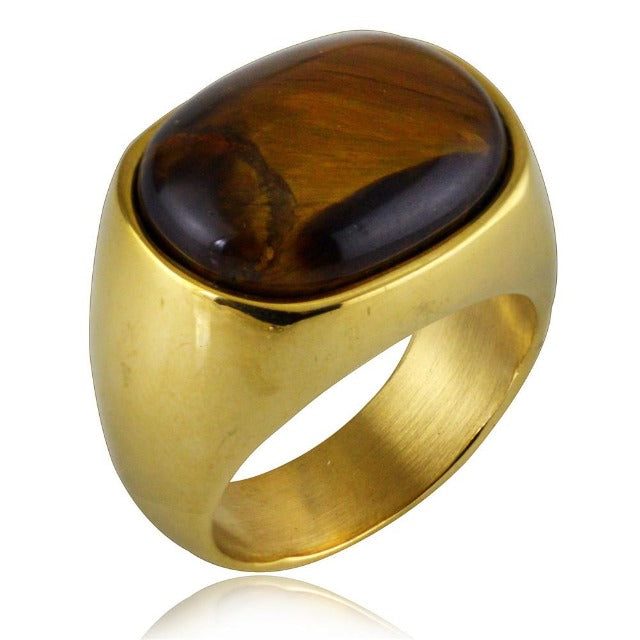 Anillo Ojo de Tigre y oro