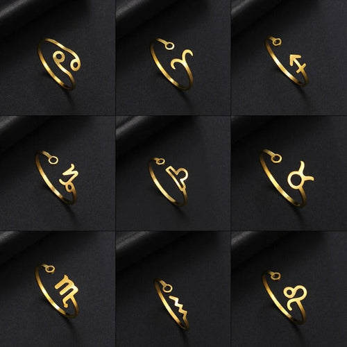 Anillo Signo del Zodiaco 12 Constelaciones Sello Anillo Astrología