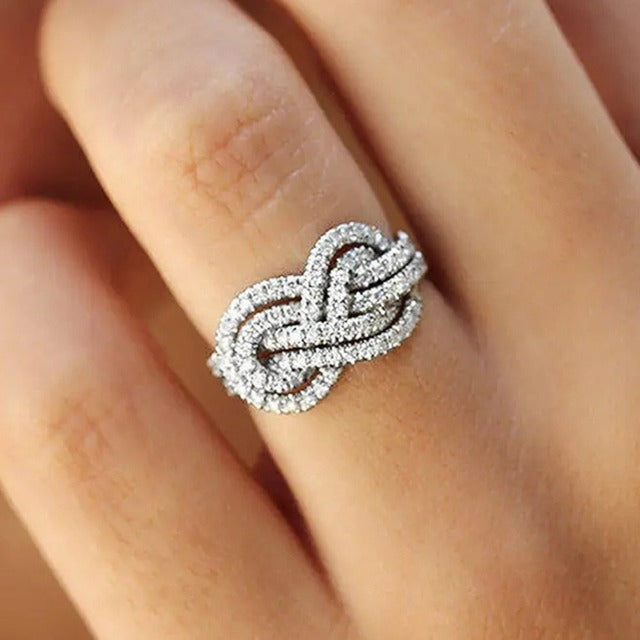 Anillo Símbolo Infinito Entretejido Anillo Mujer Circonitas