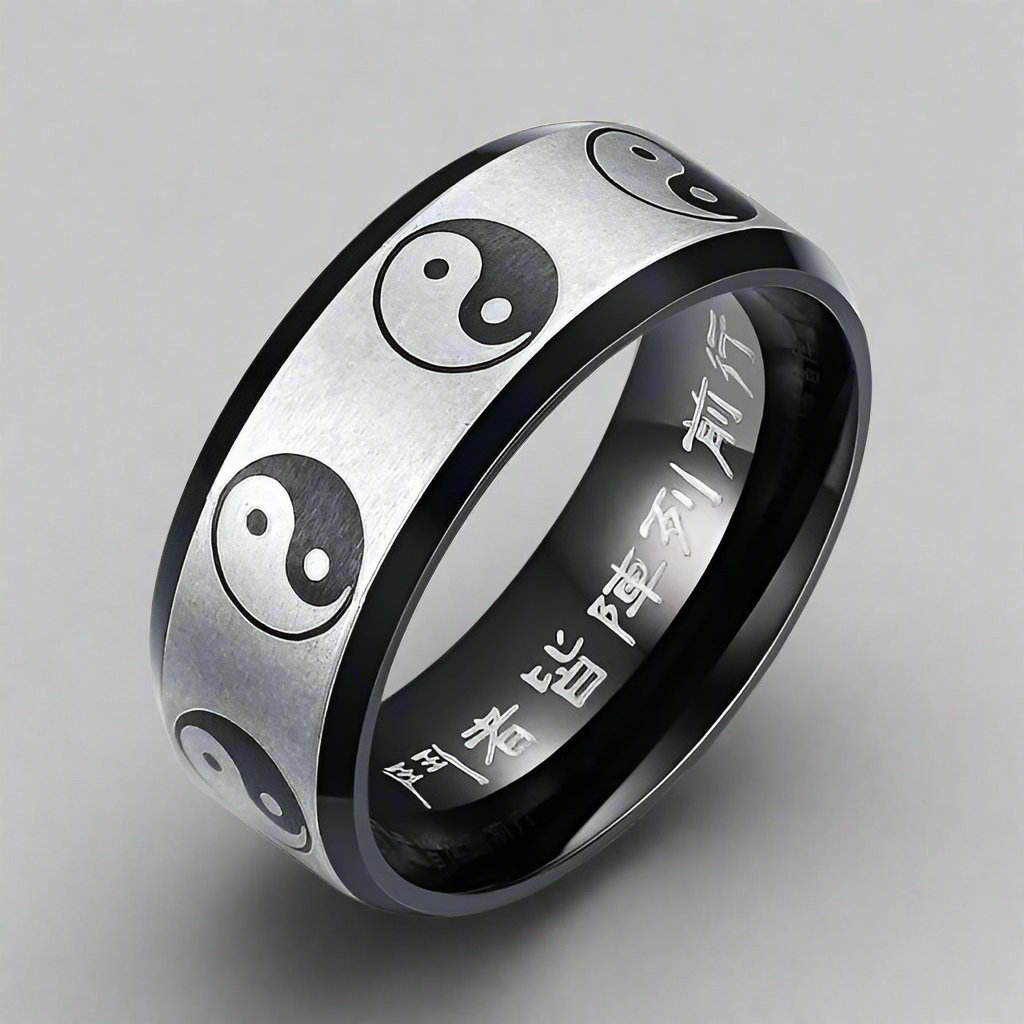 Anillo Yin Yang de Acero
