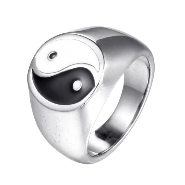 Anillo Yin Yang Hombre Mujer plata