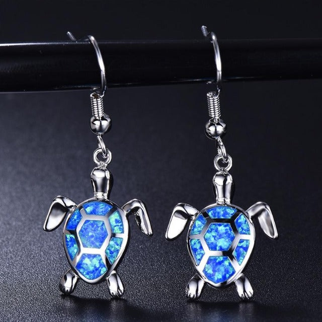 Pendiente Tortuga azul