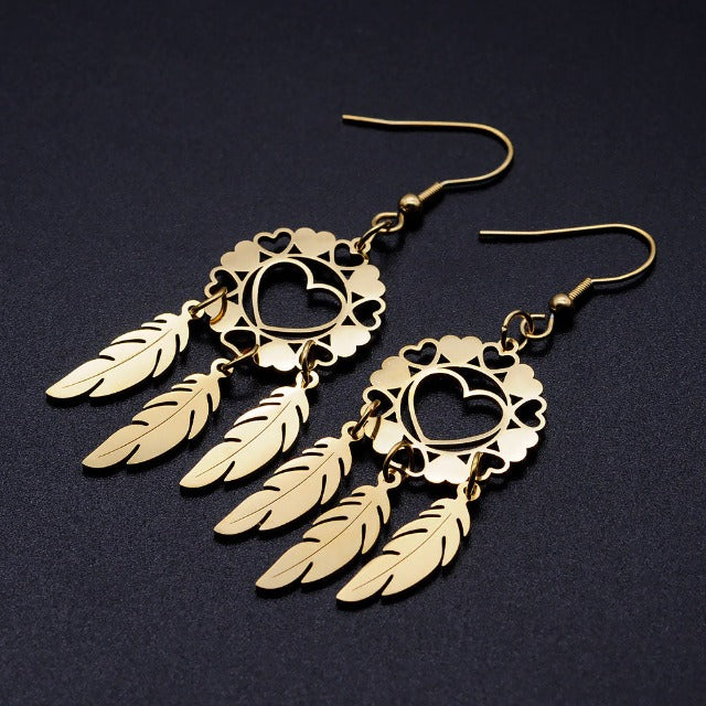 Pendientes Corazón Atrapa Sueños oro