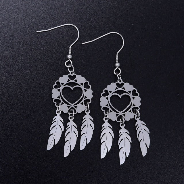 Pendientes Corazón Atrapa Sueños plata