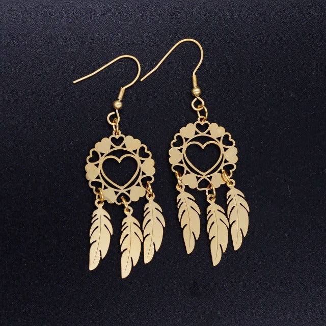 Pendientes Corazón Atrapa Sueños oro
