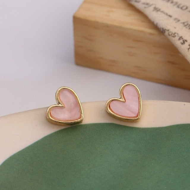 Pendientes Corazón Azul & Rosa rosa