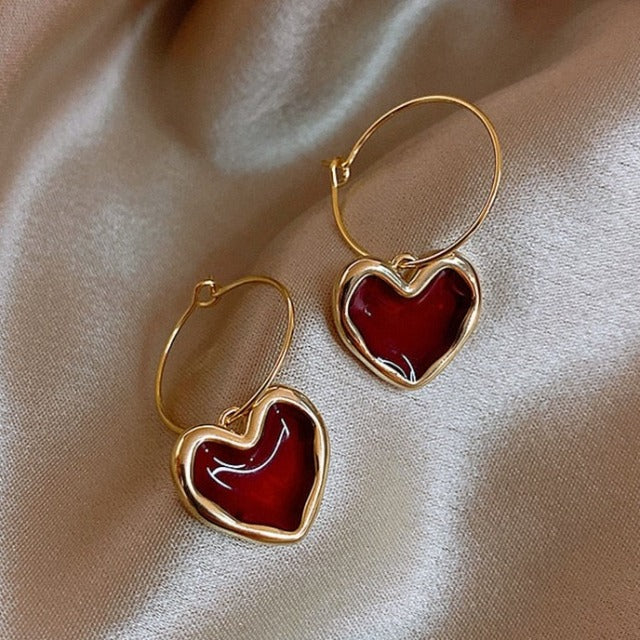 Pendientes de Corazón Rojo para Mujer