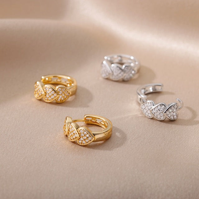 Pendientes Corazones Oro - Plata