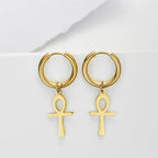 Pendientes Egipcios Cruz de Ankh para Mujer oro