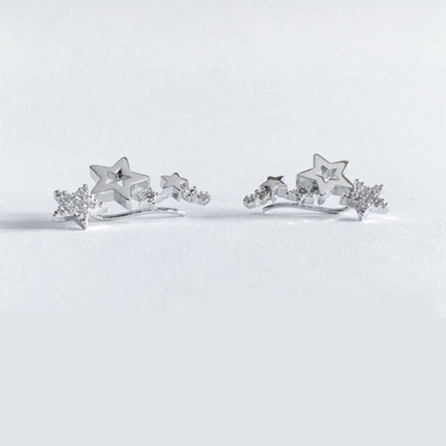 Pendientes de Estrellas Piercing plata