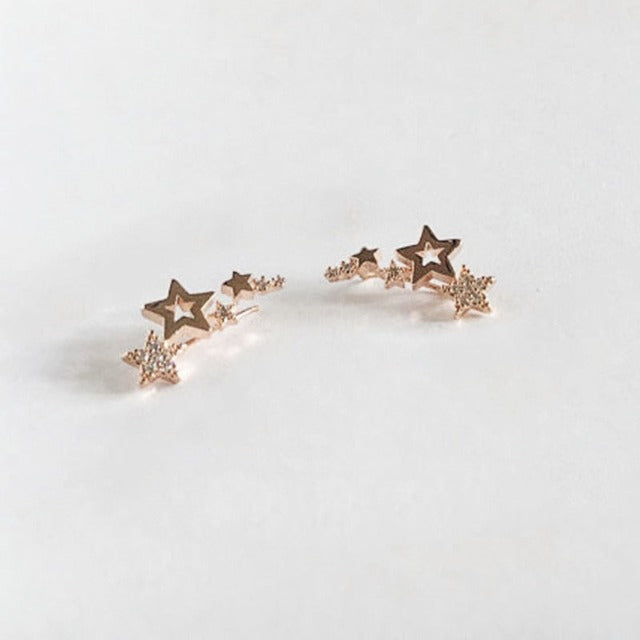 Pendientes de Estrellas Piercing oro rosa