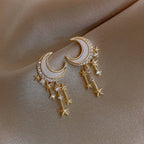 Pendientes Luna y Estrellas Oro y Diamantes