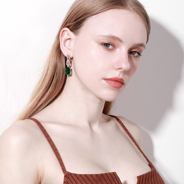 Pendientes Colgantes de Esmeralda para Mujer