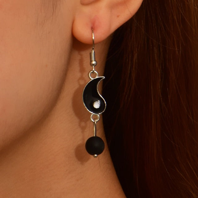 Pendientes Colgantes Yin Yang Oro & Plata plata
