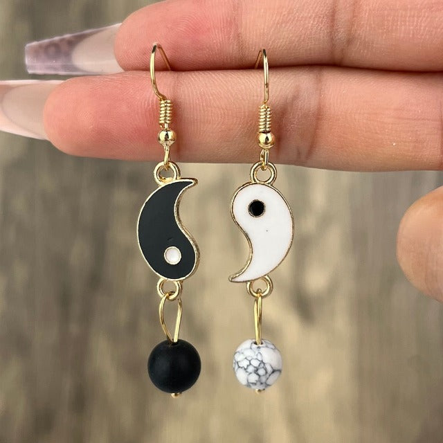 Pendientes Colgantes Yin Yang Oro & Plata oro