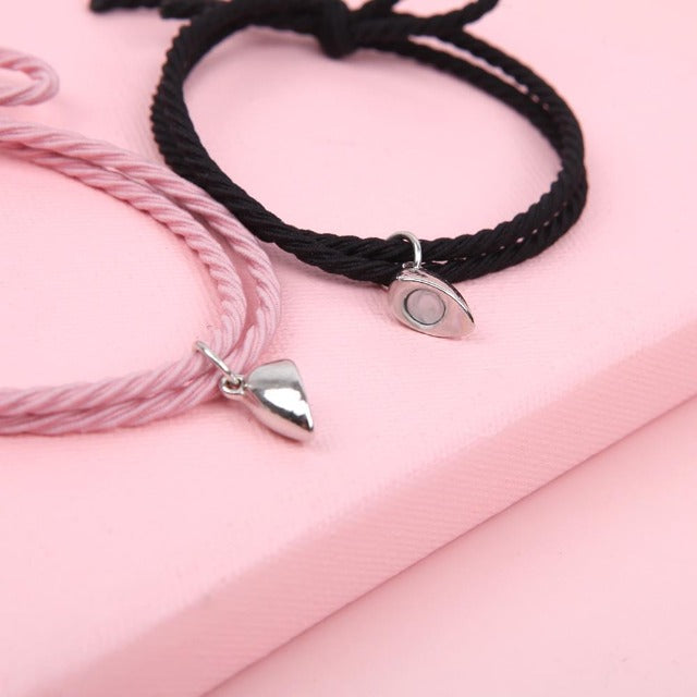 Pulsera Imán Pareja negro y rosa