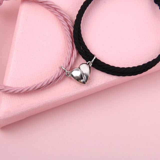 Pulsera Imán Pareja negro y rosa