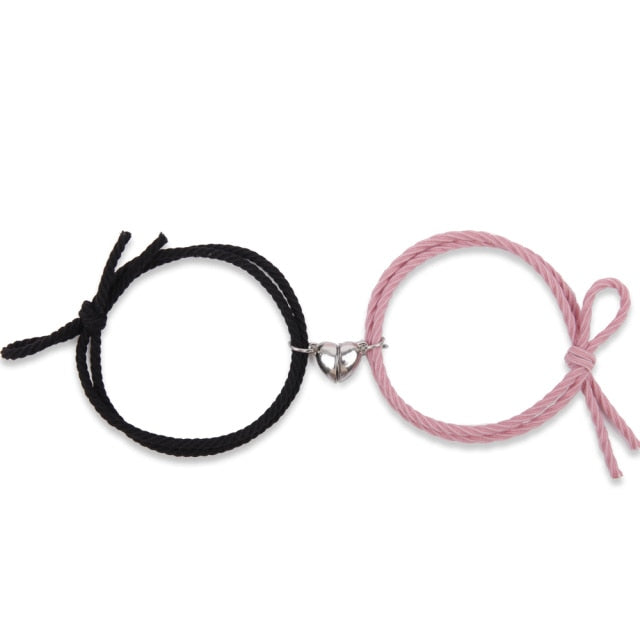Pulsera Imán Pareja negro y rosa