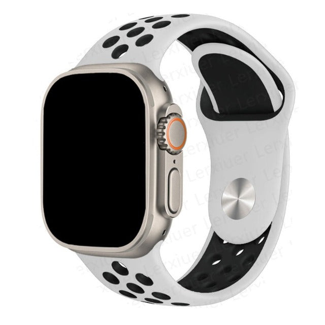 Pulsera Apple Watch Deportiva blanca y negra