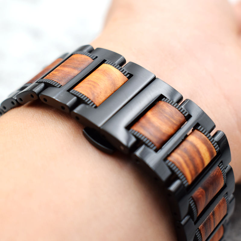Pulsera Apple Watch de Madera marrón y negra