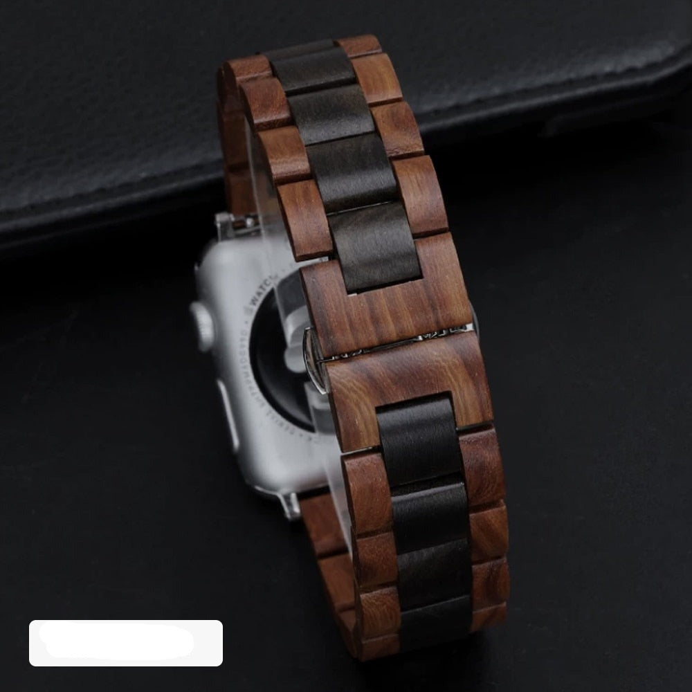 Pulsera Apple Watch de Madera marrón y negra