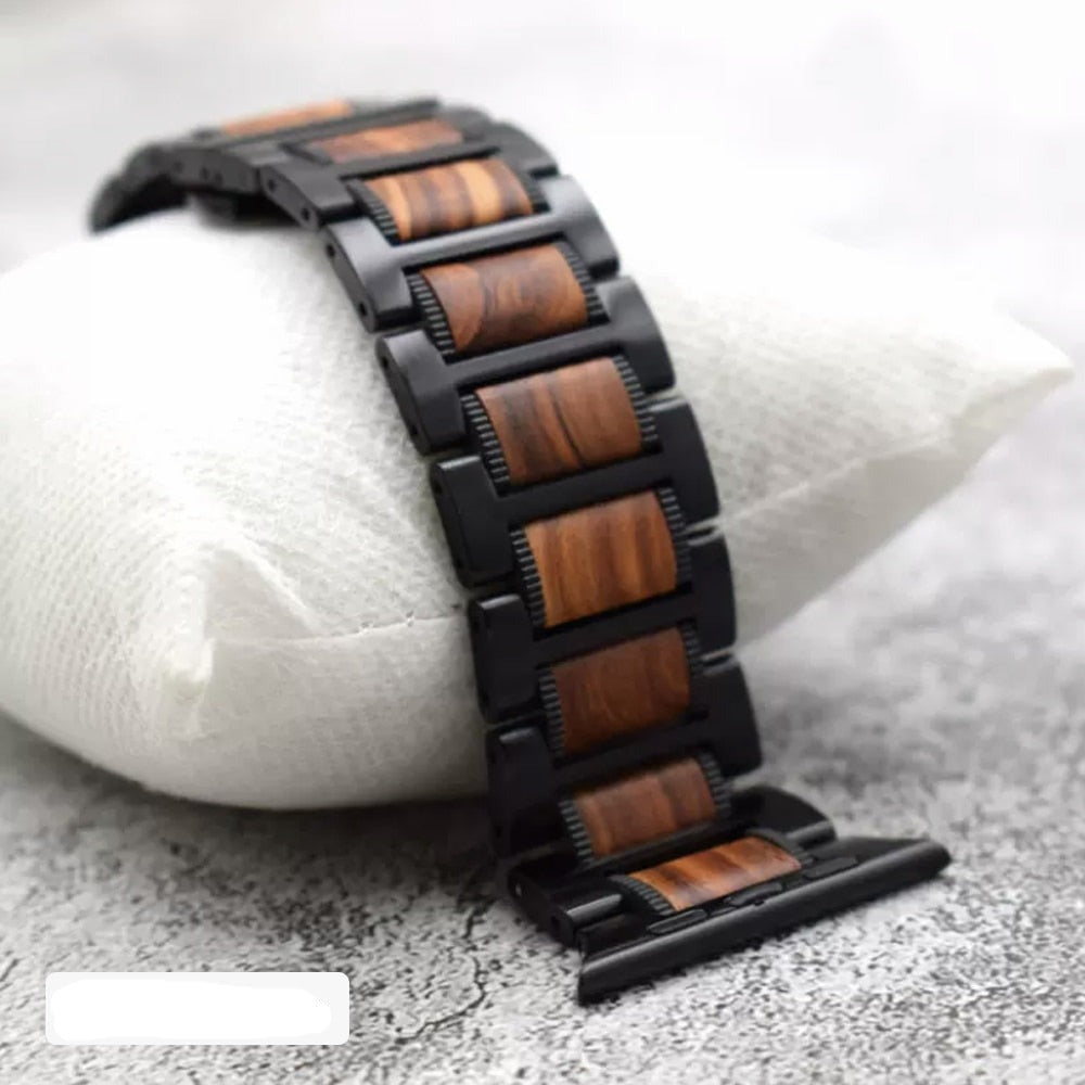 Pulsera Apple Watch de Madera marrón y negra