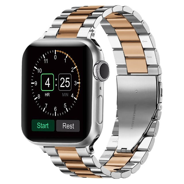 Pulsera Apple Watch en Metal plata y oro rosa