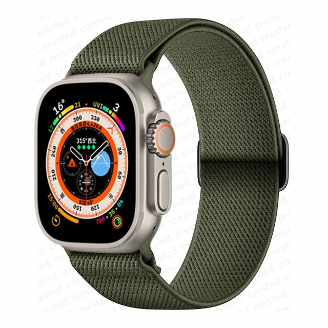Pulsera Apple Watch de Nylon Trenzado verde caqui